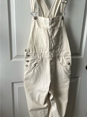 We the free Free People Cream Cotton Overalls